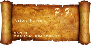 Paizs Ferenc névjegykártya